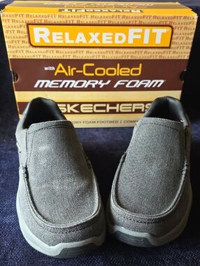 Skechers Men's Relaxed Fit Gray Slip-On Loafers